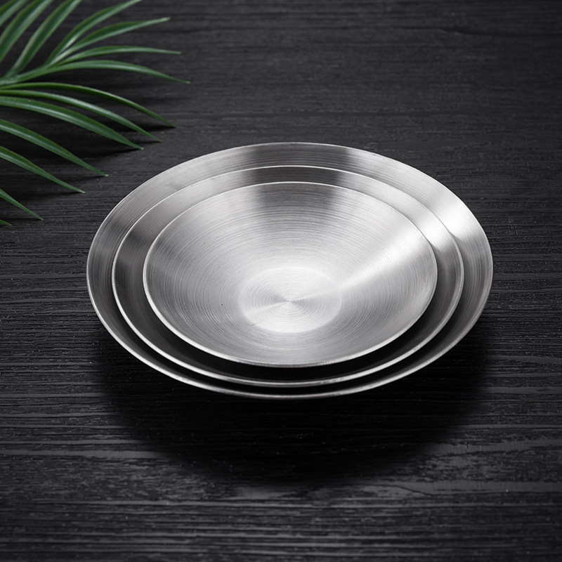 Hz473 Stainless Steel 304 round Golden Korean Style Pickle Dish Snack Soy Sauce Hot Pot Seasoning Dish Korean Style Saucer Dish