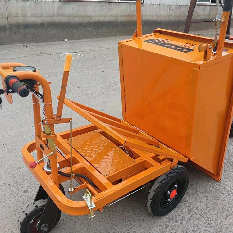 建筑工地电动手推灰斗车农用养殖拉粪翻斗车自卸搬运上料拉砖车