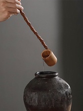 竹制水瓢大竹水瓢酒提子打水器铁壶竹木瓢长柄茶勺复古分茶器茶具