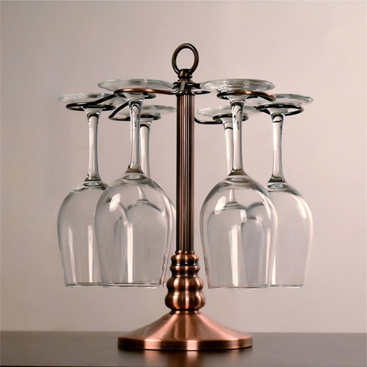 ins红酒架吊杯架倒挂杯架酒柜摆件红酒杯架复古创意六杯架批发