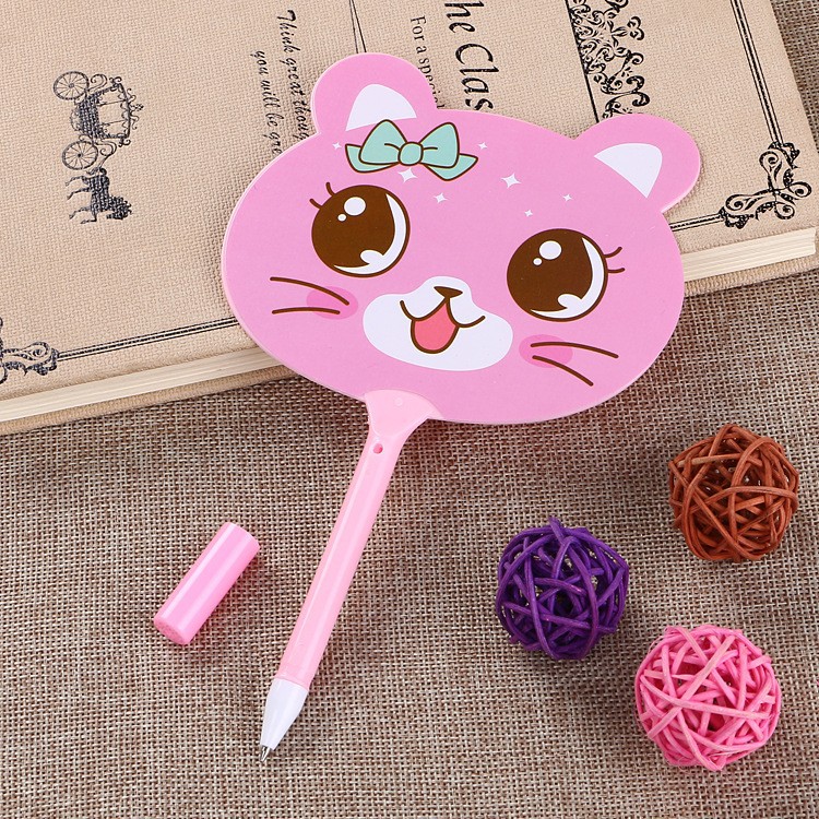 Bullet Creative Cartoon Handheld Small Fan Ballpoint Pen Cute Cat Fan Pen Student Pens for Writing Letters Advertising Marker