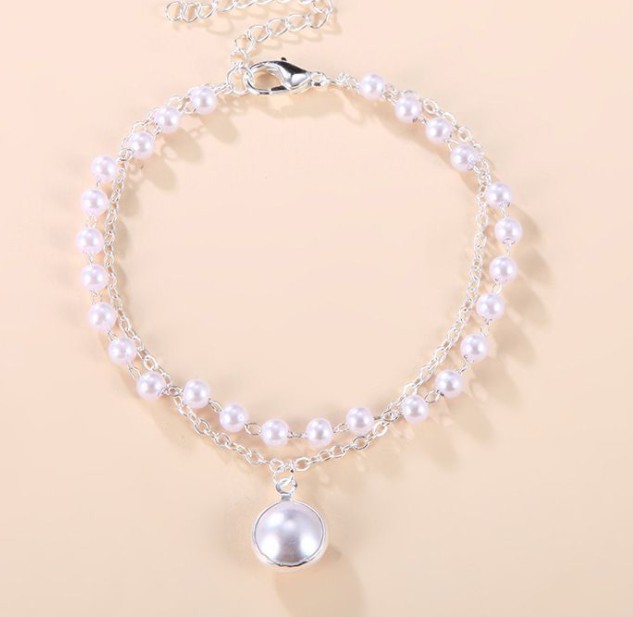 European and American New Fashion Simple Chain Beaded Multi-Layer Necklace Pearl Pendant Necklace