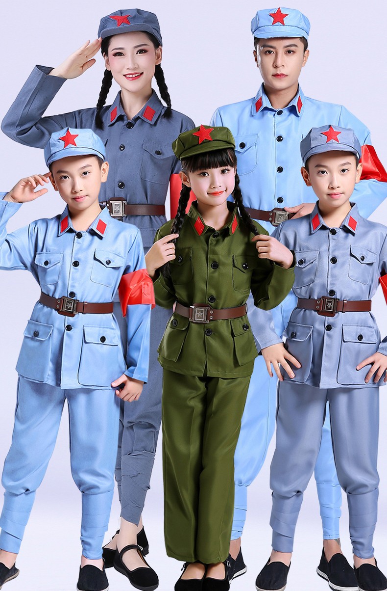 红军演出服装儿童成人小红军衣服老八路军装红卫兵红星闪闪表演服