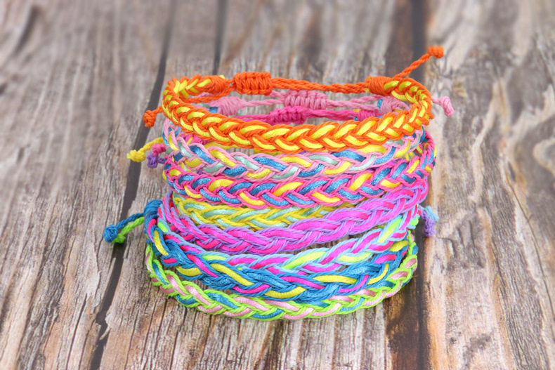 跨境新款青少年甜点系列编织手链现货彩珠蜡线编织友谊手绳套装