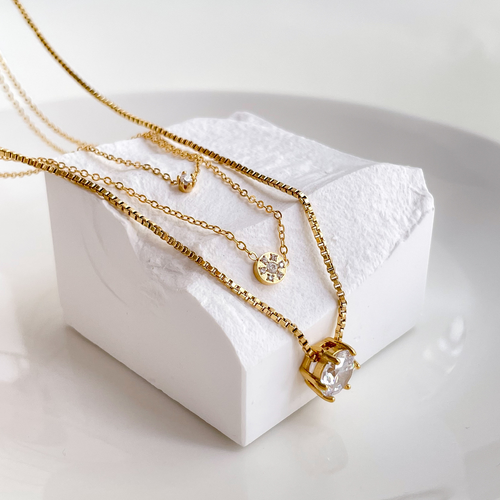 一颗锆石项链女潮简约迷你钻设计甜美精美锁骨链