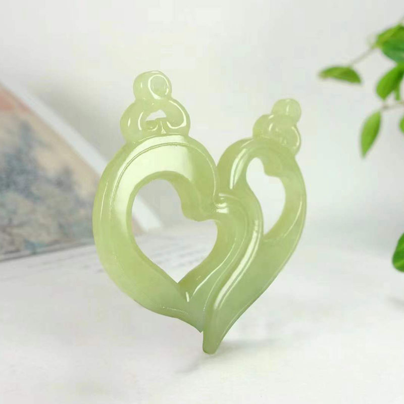 温润斋天然新疆和田玉黄口料玉石心心相印情侣对玉器直播供应链