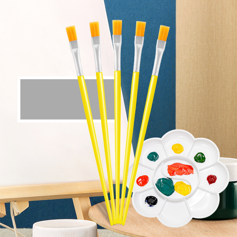 尼龙画笔刷丙烯画数字油画绘画材料石膏涂色diy彩绘颜料平头画笔