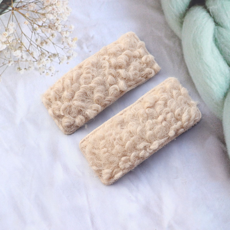 Korean Style Autumn and Winter New Lamb Curly Square Barrettes Cute Candy Color Plush BB Clip Side Clip Hairpin Headdress Women