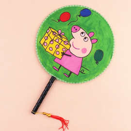 空白扇子绘画diy扇 白色纸扇面圆扇幼儿园创意美术材料宫扇