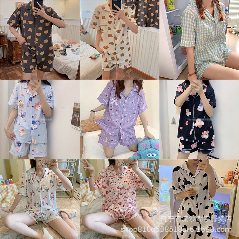 Southeast Asia Southeast Asia Pajamas Women's Short-Sleeved Shorts Summer Cartoon Ladies Home Leisure Suit Wholesale