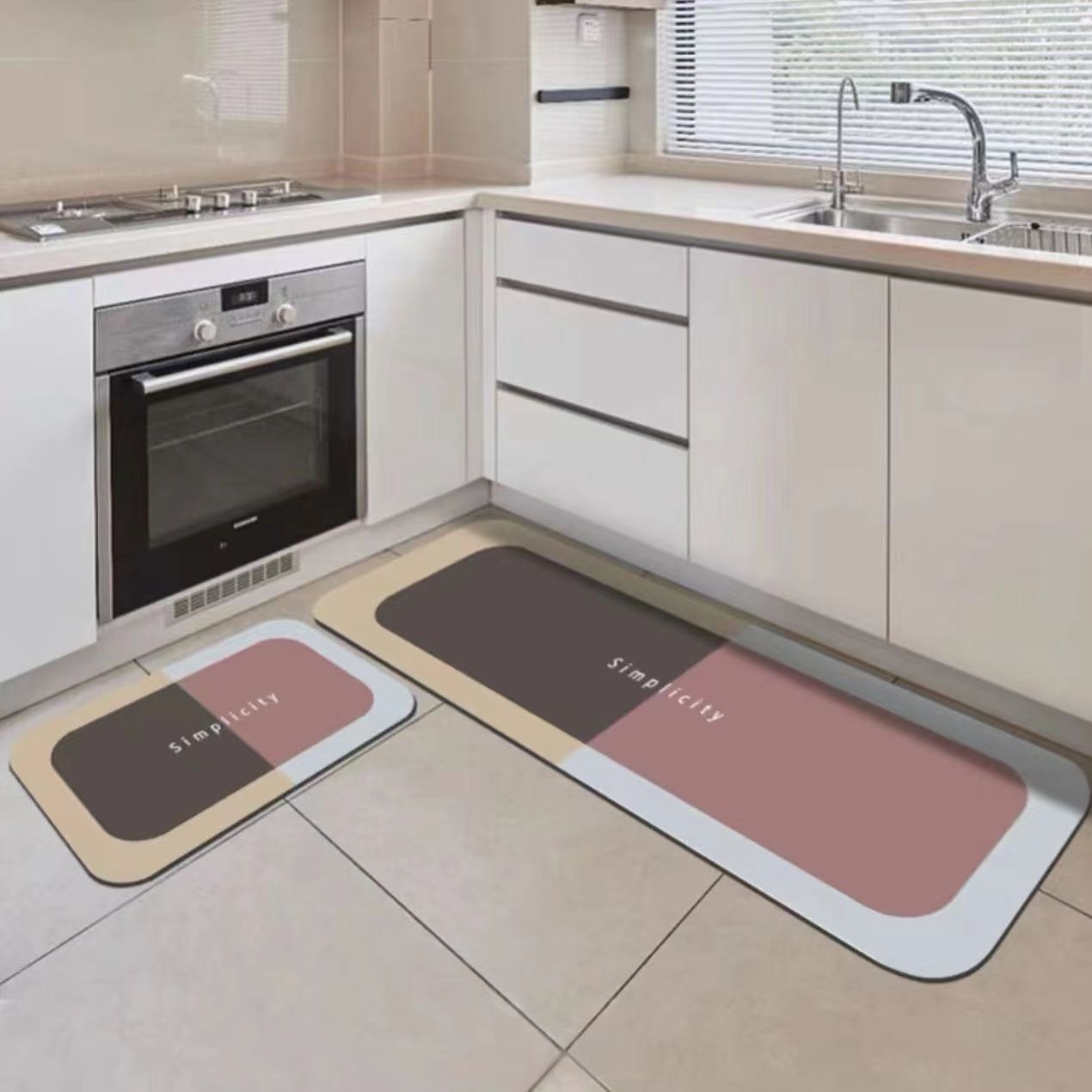 New Kitchen Floor Mat Absorbent Oil-Absorbing Non-Slip Wear-Resistant Stain-Resistant Folding Long Carpet Set