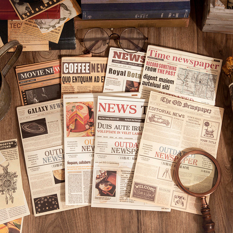 美好的一天素材纸日报社系列双面英文报纸复古手帐装饰打底包装纸