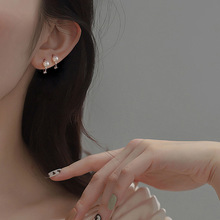 帝丰s999纯银珍珠耳环女复古法式轻奢耳扣高级感耳圈气质百搭耳饰