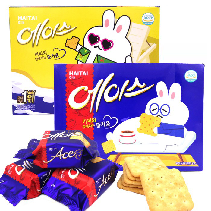进口韩国海太ACE苏打饼干364g咸味代餐薄脆营养零食整箱4.4产