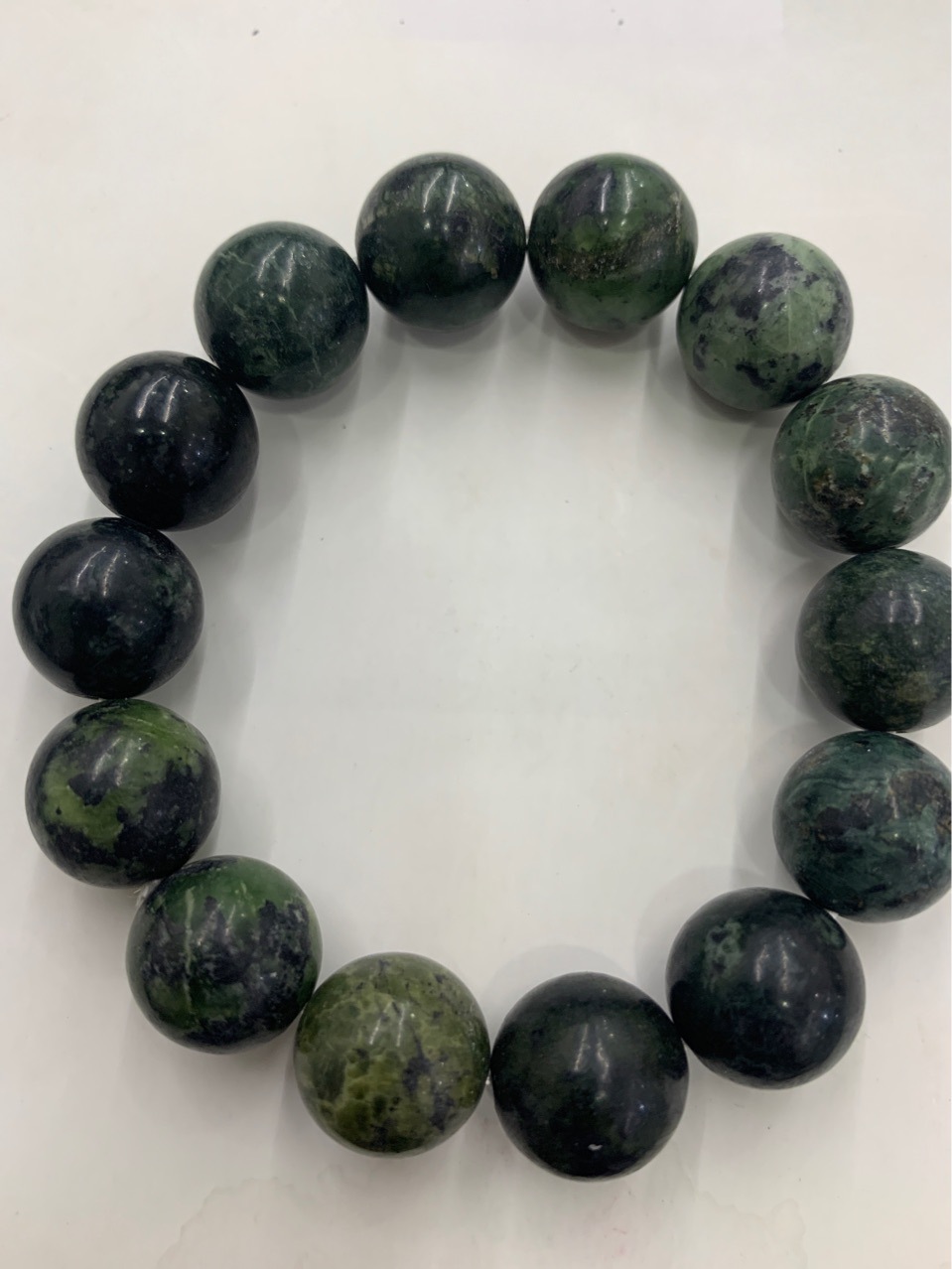 西藏天然正品藏玉药王单圈手链蛇纹石玉圆珠活磁性陨石手串时尚款