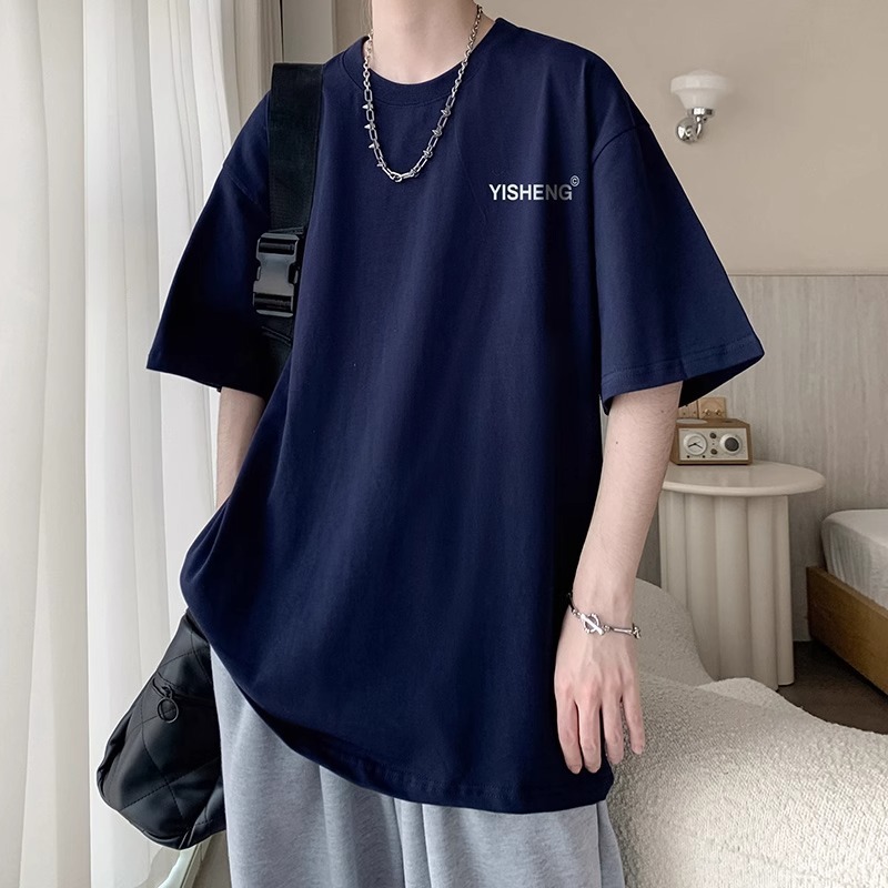 励豹酒红色短袖t恤男夏季美式复古潮牌潮流oversize重磅半袖衣服