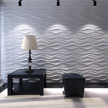 工厂直销三维板 3D墙面板PVC波浪墙贴设计 黑色3d wall装饰墙板