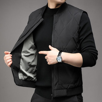 羽绒马甲男士立领鸭绒外套冬季加厚保暖百搭中青年羽绒背心上衣