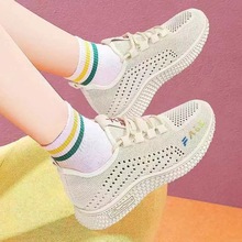 新款夏季布鞋软底透气女网鞋休闲运动跑步鞋韩版系带女学生鞋