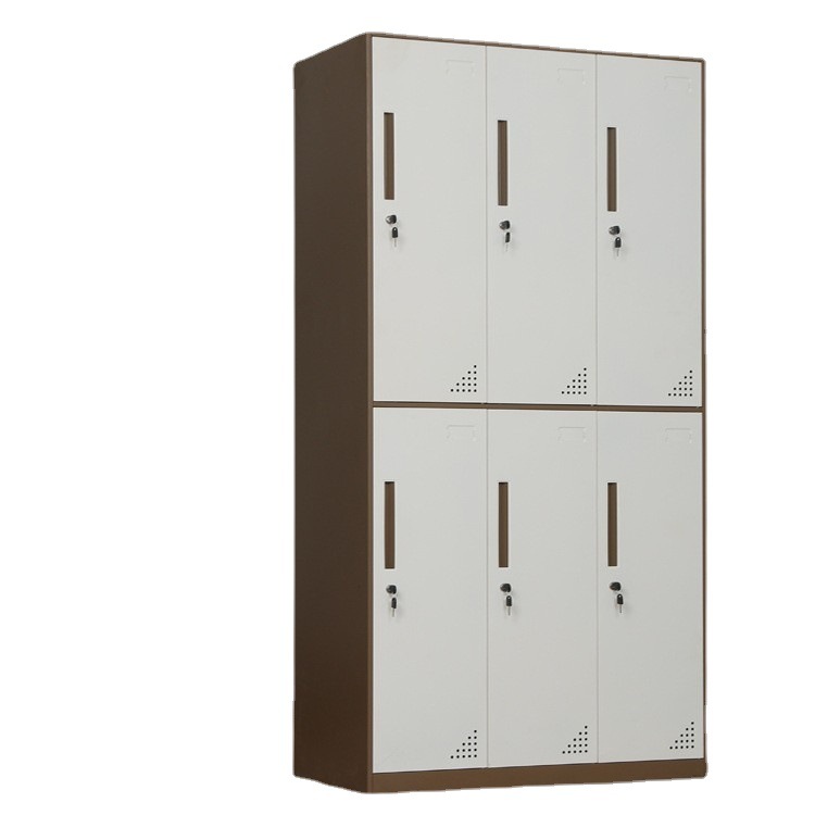 窄边铁皮柜东莞可移动铁制收纳储物更衣铁皮柜厂家定制六门办公柜