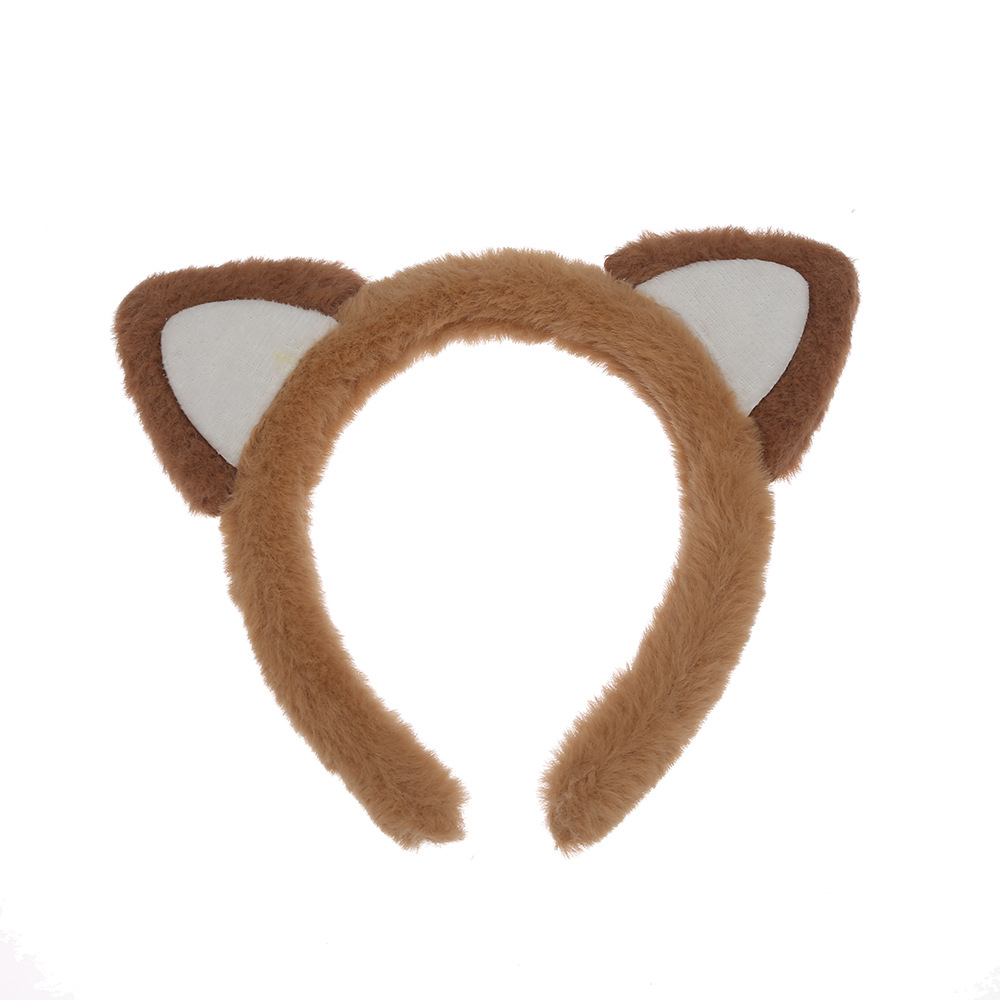 New Trending Cartoon Plush Cat Ear Headband Children's Cute Cute Headband Face Wash Non-Slip Headband Wholesale