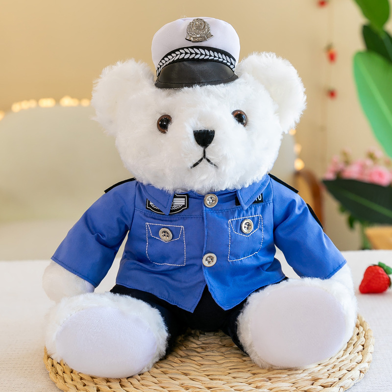 厂家批发警察泰迪熊公仔毛绒玩具小熊玩偶布娃娃网红交警铁骑小熊