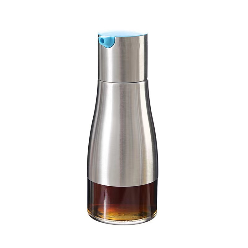 320ml Stainless Steel Leather Oil Bottle Kitchen Soy Sauce and Vinegar Cooking Wine Glass Seasoning Oil Pot Factory in Stock Wholesale