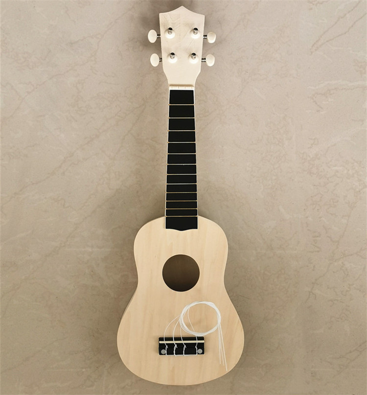 21-Inch Children's Wooden Ukulele Ukulele White Blank DIY Painted Assembly-Free Educational Semi-Finished Toys