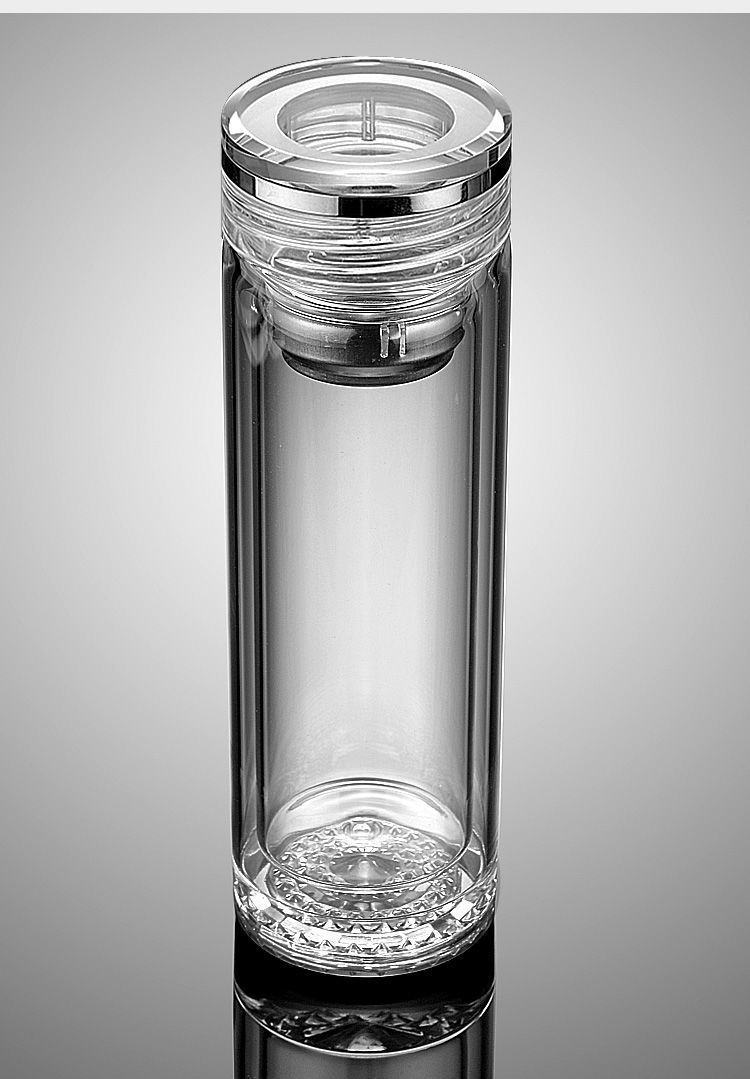 双层口杯带盖手柄杯透明高鹏玻璃水杯礼品广告刻字logo印字批发