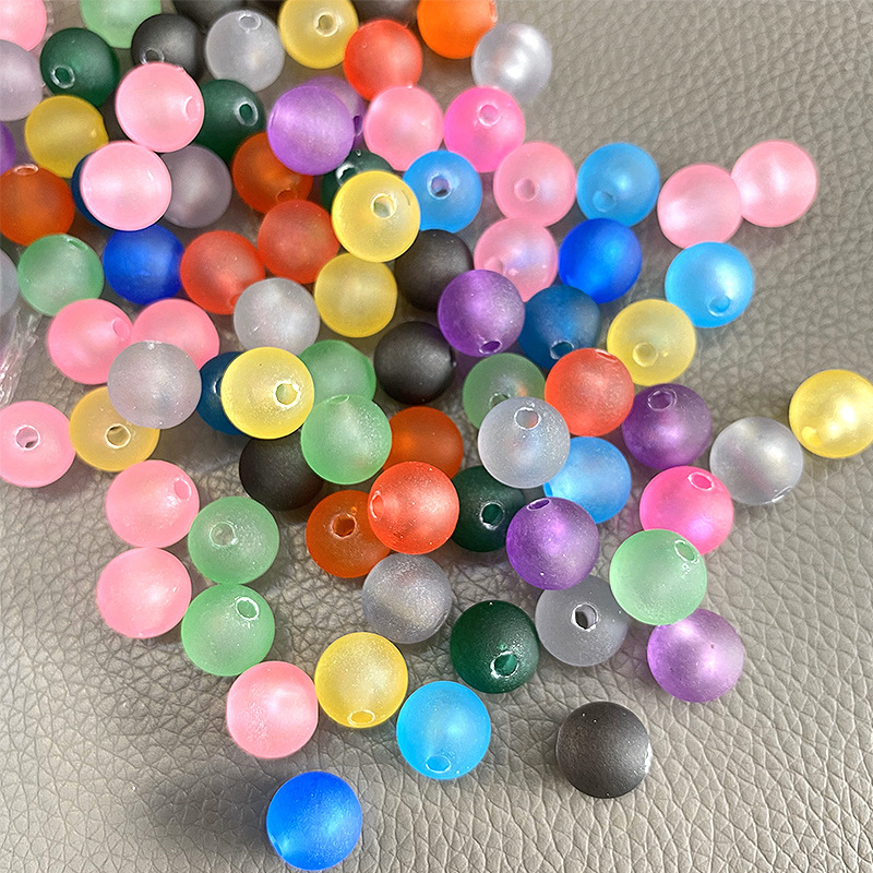亚克力橡皮珠磨砂珠透明糖果色彩珠diy头饰配件包包饰品配饰散珠