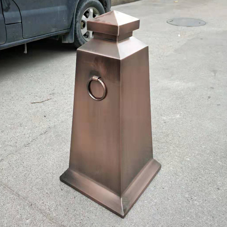 可不锈钢路锥反光锥停车牌安全警示路障物业方锥金属雪糕桶