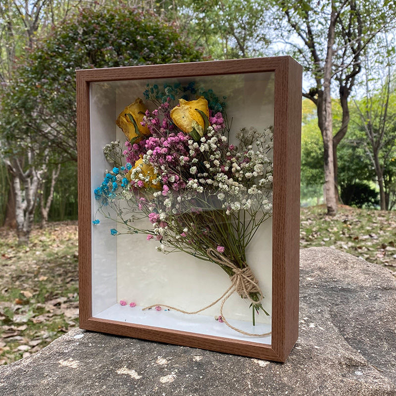 Three-Dimensional Hollow Dried Flower Photo Frame Handmade Clay Picture Frame Decoration Table Eternal Flower Butterfly Specimen Frame Diy Frame Wholesale