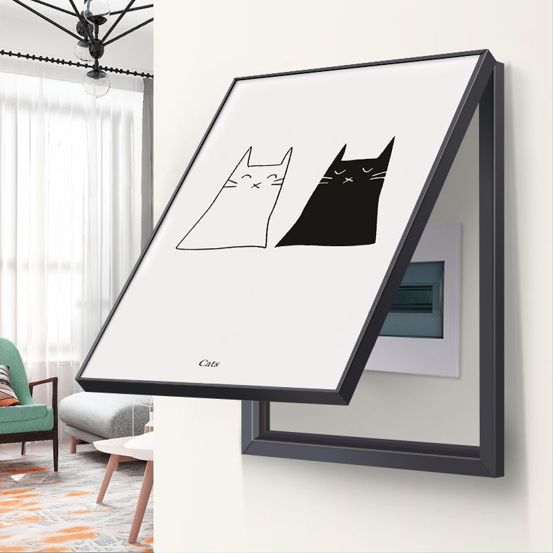 电表盒电表箱装饰画现代简约黑白竖版挂画免打孔电闸盒总开关遮挡