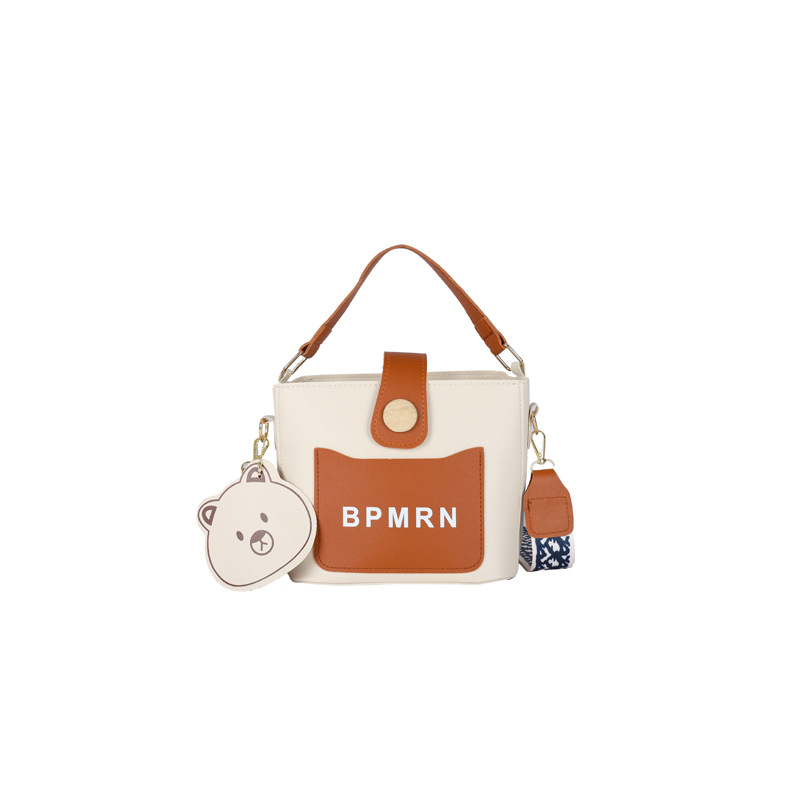 Trendy Small Bucket  Bags PU Casual Shoulder Bag Wide Shoulder Strap Woman Bag Fashion Messenger Bag Handbag