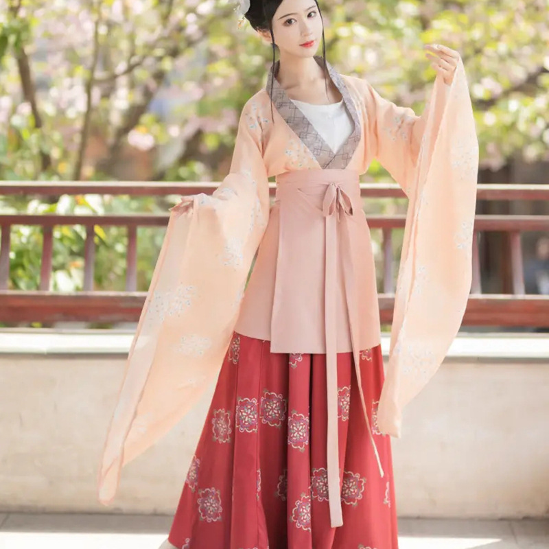 汉服女南北朝大袖襦复原款齐腰破裙纯色围裳中国风魏晋制夏季