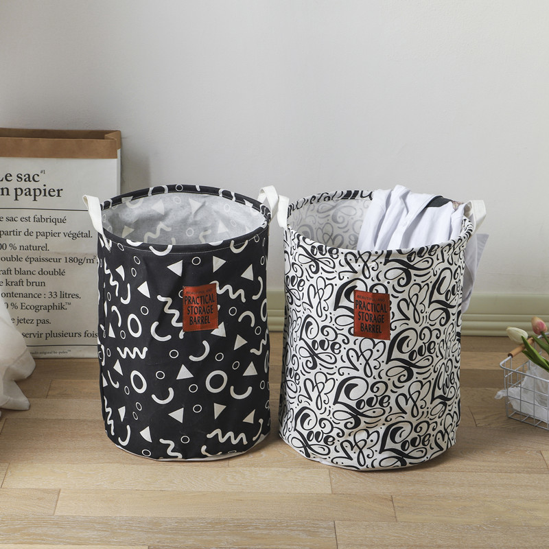 factory Wholesale Laundry Basket Fabric Laundry Basket Folding Storage Basket Dirty Clothes Doll Storage Bucket Cotton Linen Laundry Basket