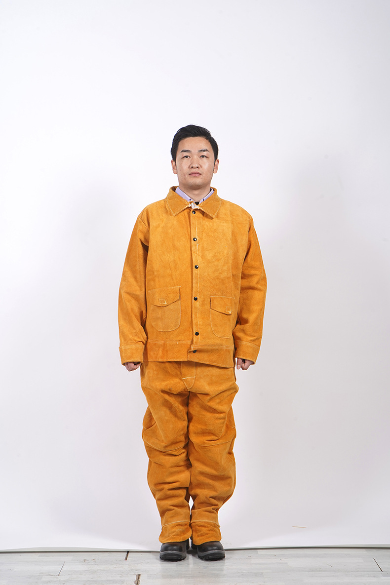 牛皮工作服 防飞溅隔热电焊工作服 带袖工防高温防烫防护服