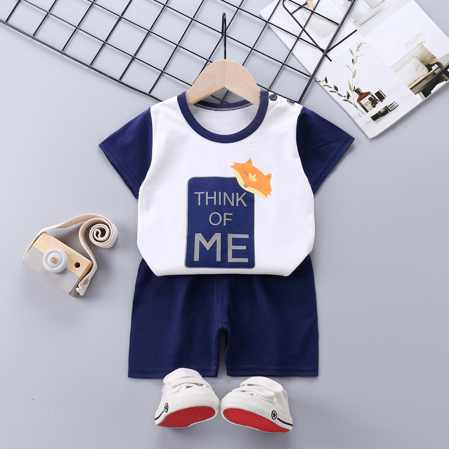 Children's Short-Sleeved Suit Cotton Summer Baby Clothes Korean Style Girls' T-shirt Boys' Clothing Foreign Trade Children's Wear Wholesale