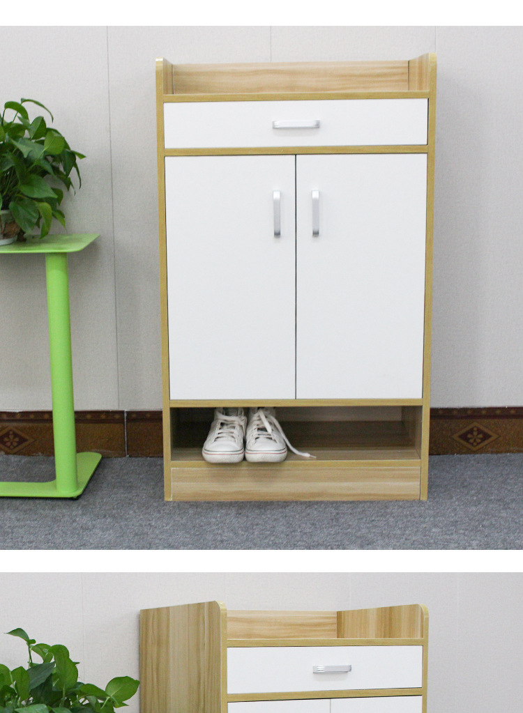 新中式木纹色储物鞋柜大容量家用多功能双开门玄关柜多层进门柜