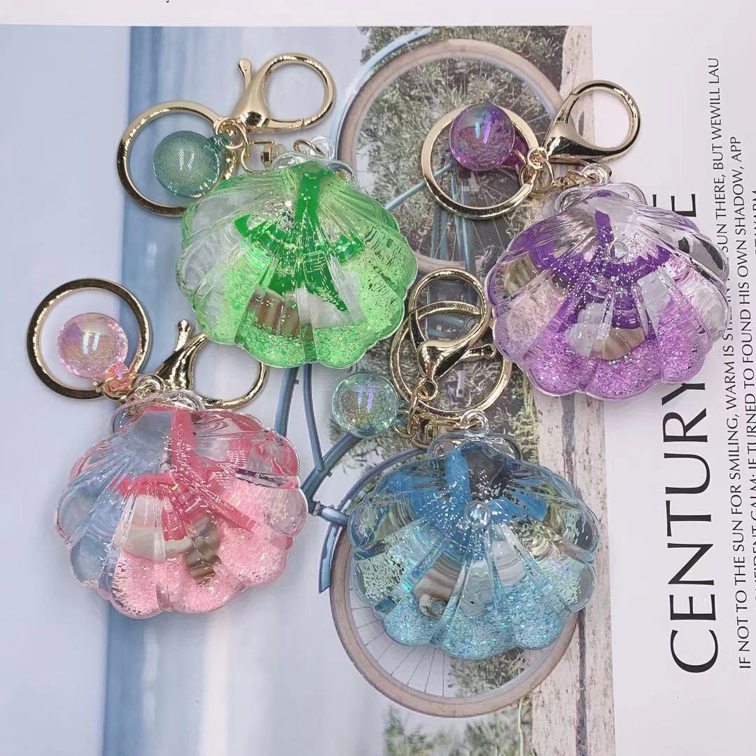 创意少女心贝壳海星流沙瓶梦幻海洋星空漂浮流沙瓶钥匙扣-阿里巴巴