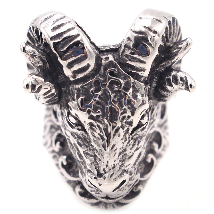 rc265外贸欧美 复古男士钛钢戒指 霸气公羊角不锈钢戒指