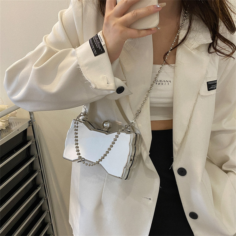 Cute Exquisite Bowknot Bag Chain Women's Bag Small Square Box Bag 2023 Autumn New Simple Shoulder Messenger Bag