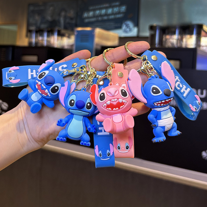 2023 New Soft Rubber Creative Cartoon Stitch Keychain Pendant Car Key Ring Exquisite Couple Pendant