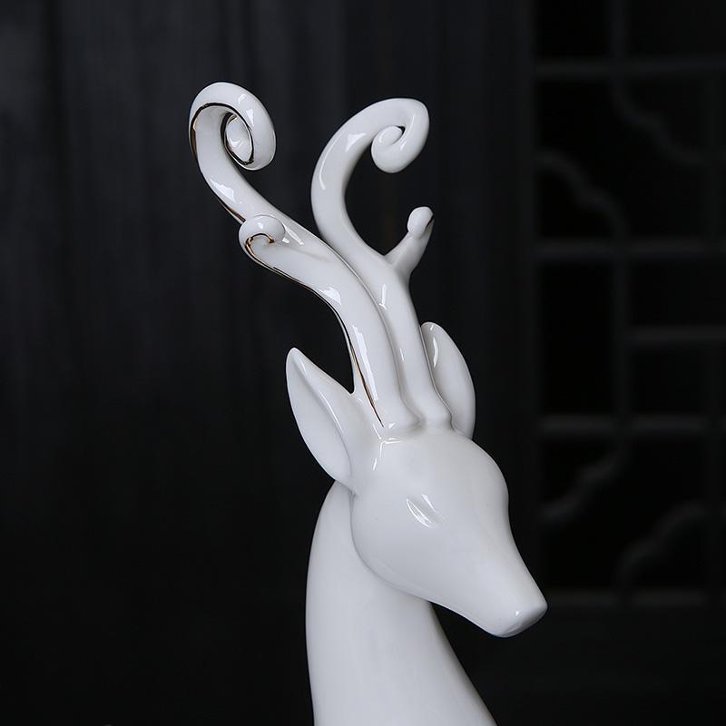 中式酒柜装饰品陶瓷鹿摆件创意家居客厅电视柜麋鹿摆设结婚送礼物