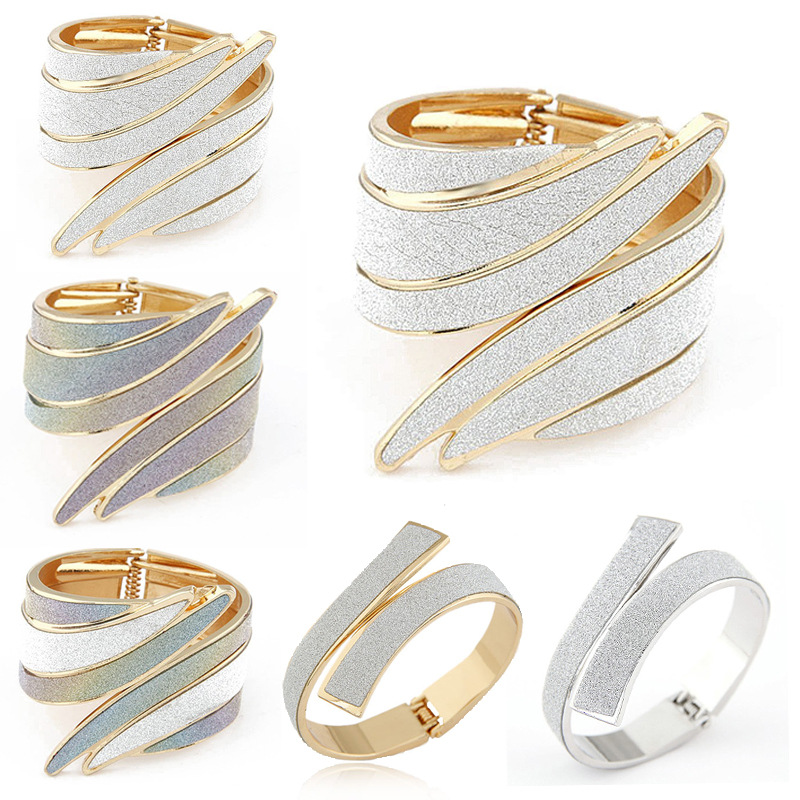 European and American Fashion Punk Exaggerated Angel Wings Three-Layer Semi-Wide Open Bracelet Metal Frosted Shiny Bracelet