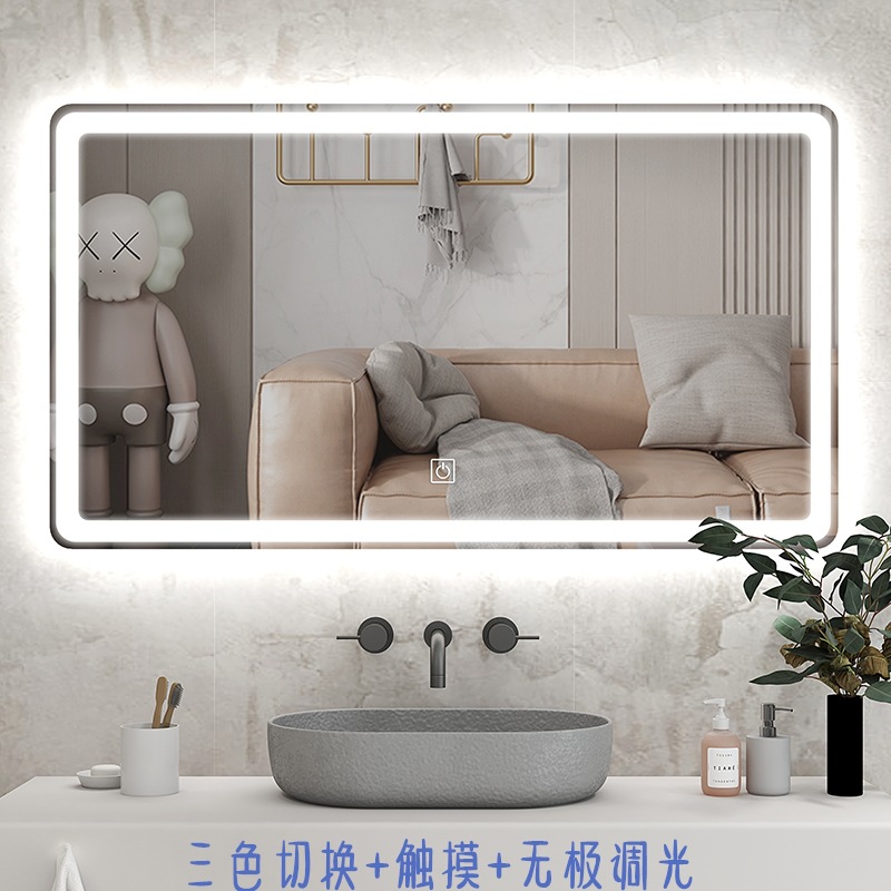 Hotel Toilet Wall Mounted Bathroom Hd Anti-Fog Explosion Led Touch Smart Bathroom Mirror with Light Magic Mirror Manufacturer