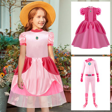 万圣节儿童cosplay服装碧姬公主裙蕾丝超级玛丽马里奥碧琪公主裙