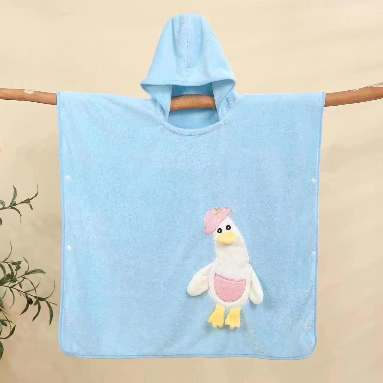 Bath Towel for Children Hooded Cloak Cartoon Cute Thickening Absorbent Wearable Coral Fleece Hooded Bath Towel for Children Bathrobe