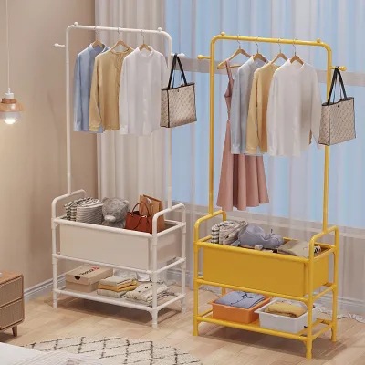 Simple Coat Rack Floor-Standing Household Clothes Hanger Rental Balcony Hanger Bedroom Clothes Removable Storage Rack