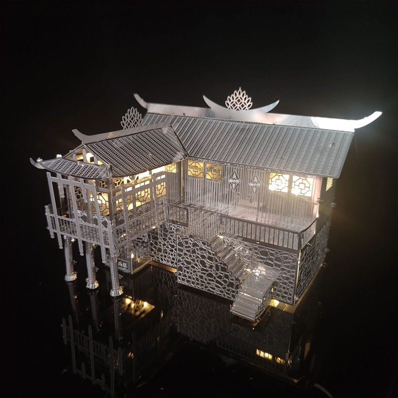 金属拼图吊脚楼3立体制作益智拼装模型玩具小摆件代发跨境-阿里巴巴